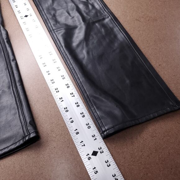 Abercrombie & Fitch Straight Jeans Women 24/00 Black Faux Leather Legs 90s Grung - Picture 7 of 11